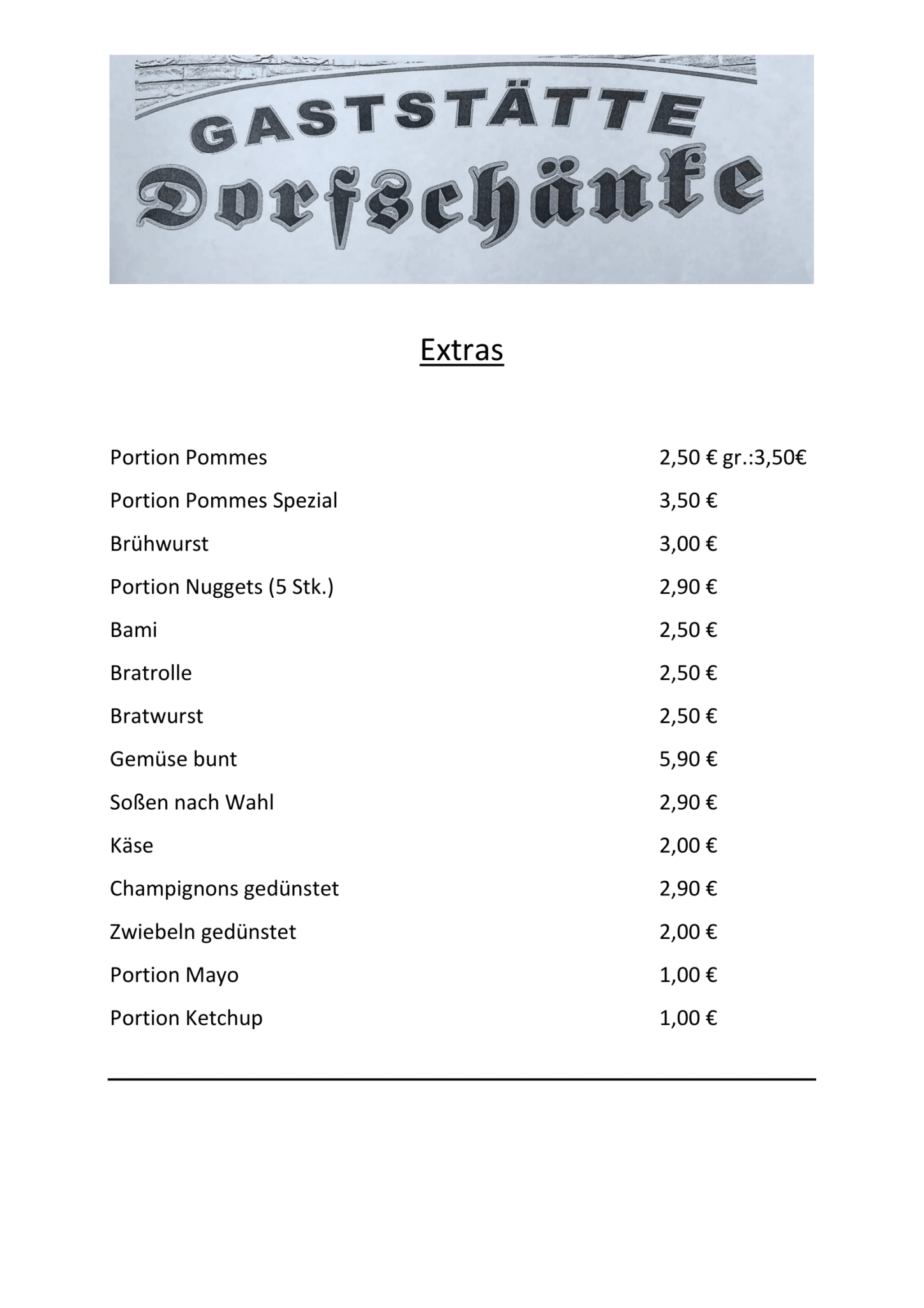 Speisekarte Dorfschänke Aphoven Seite 6 - Desserts und alkoholfreie Getränke